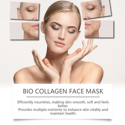 Hoygi 4pcs Bio Collagen Moisturizing Face Mask Brightening Facial Nourish Firming Shrink Pore Wrinkle Remove Hydrating Face Mask