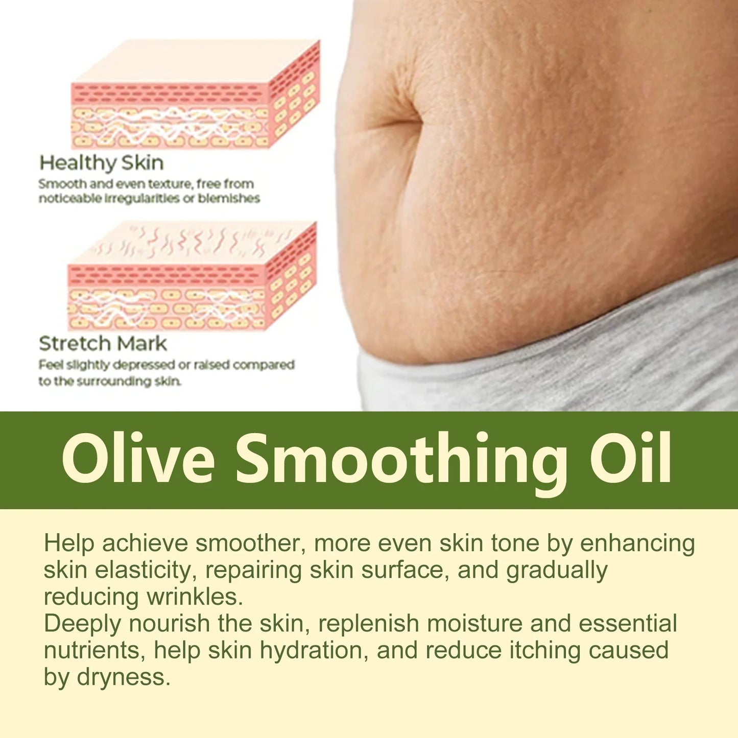 Olive Smoothing Oil Stretch Mark Pregnancy Removal Massage Anti-Wrinkle Lifting Firming Fade Scar Repair Skin Care Essential Oil