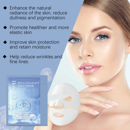 Hoygi 4pcs Bio Collagen Moisturizing Face Mask Brightening Facial Nourish Firming Shrink Pore Wrinkle Remove Hydrating Face Mask