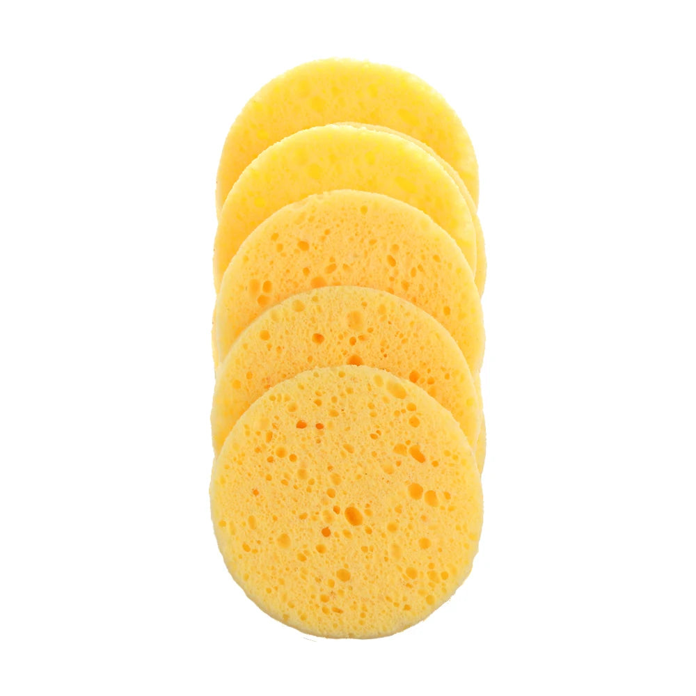 5/10pcs 6/7/8/9cm Face Round Makeup Remover Tool Natural Wood Pulp Sponge Cellulose Compress Cosmetic Puff Facial Washing Sponge