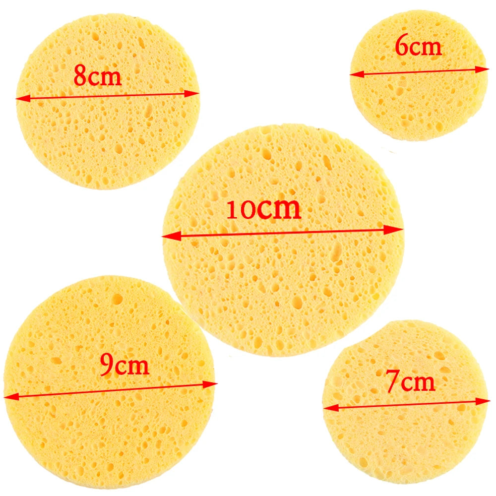 5/10pcs 6/7/8/9cm Face Round Makeup Remover Tool Natural Wood Pulp Sponge Cellulose Compress Cosmetic Puff Facial Washing Sponge