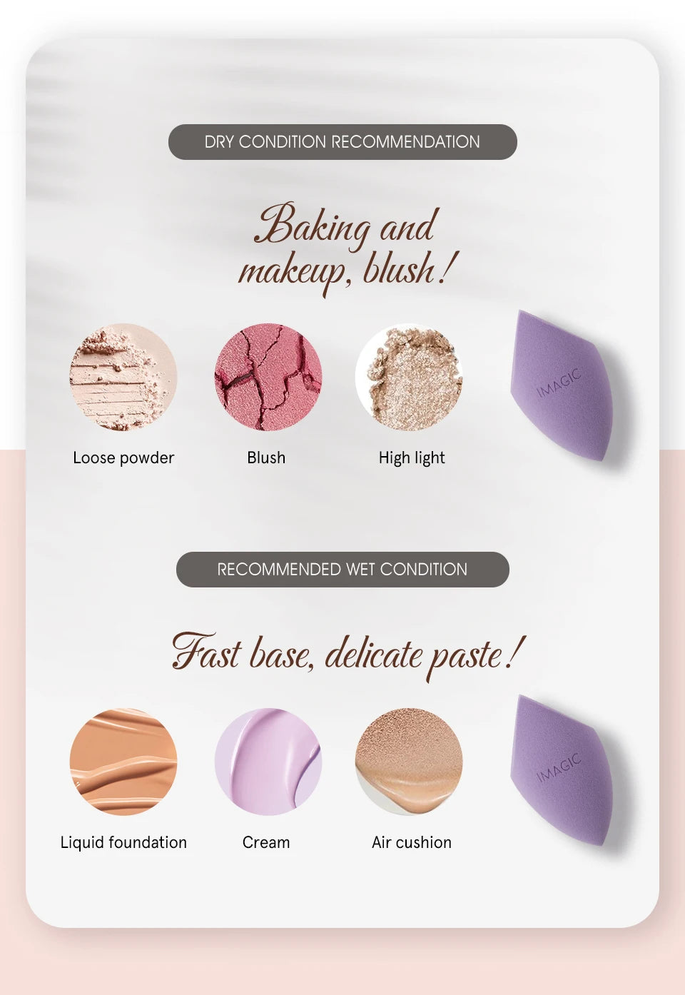 IMAGIC Sponge Makeup Foundation Makeup Cosmetic puff Powder Smooth Beauty Cosmetic make up sponge Puff