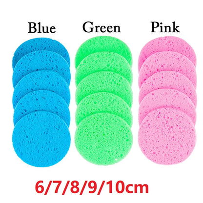 5/10pcs 6/7/8/9cm Face Round Makeup Remover Tool Natural Wood Pulp Sponge Cellulose Compress Cosmetic Puff Facial Washing Sponge