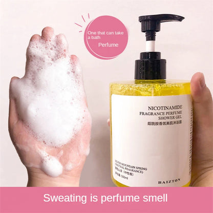 Niacinamide Perfume Shower Gel 500ml Gentle Cleansing Body Wash Long-lasting Fragrance Nourishing Moisturizing Bath Lotion Gel