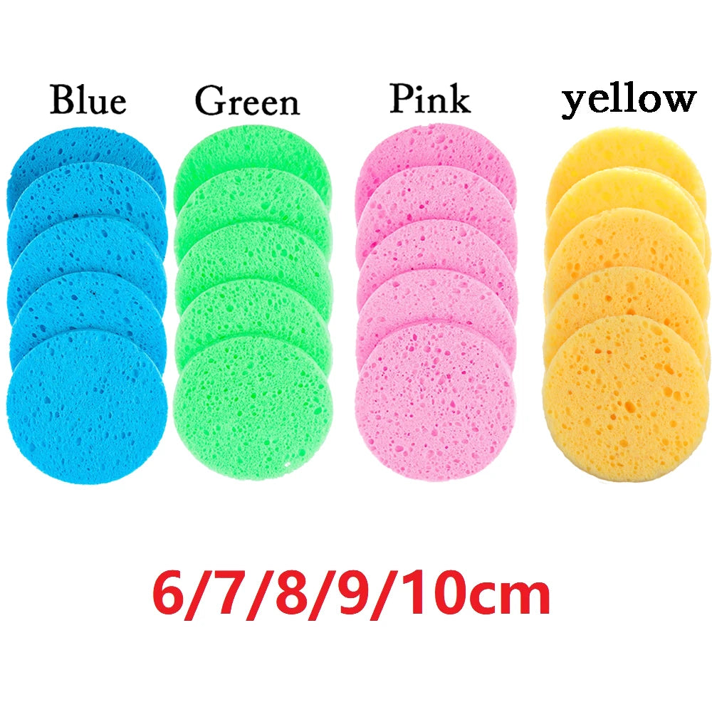 5/10pcs 6/7/8/9cm Face Round Makeup Remover Tool Natural Wood Pulp Sponge Cellulose Compress Cosmetic Puff Facial Washing Sponge