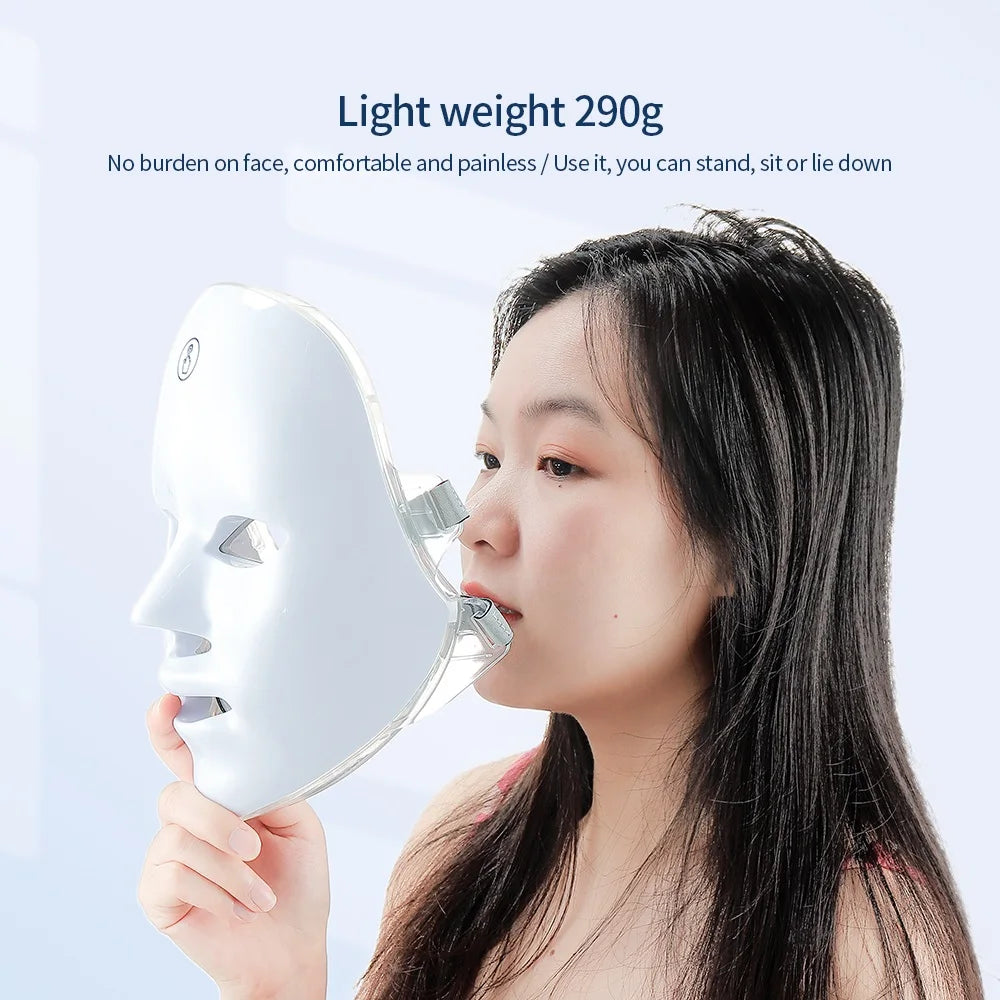 Rechargeable Facial LED Mask 7 Colors LED Photon Therapy Skin Rejuvenation Anti Acne Wrinkle Removal Beauty Mask Skin Brightenin