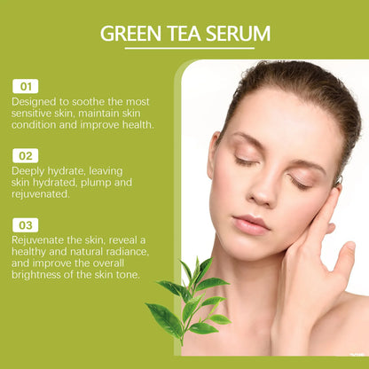 Green Tea Pores Shrinking Serum Natural Brightening Skin Lightening Removes Skin Pores Oil Control Moisturizing Face Serum Korea