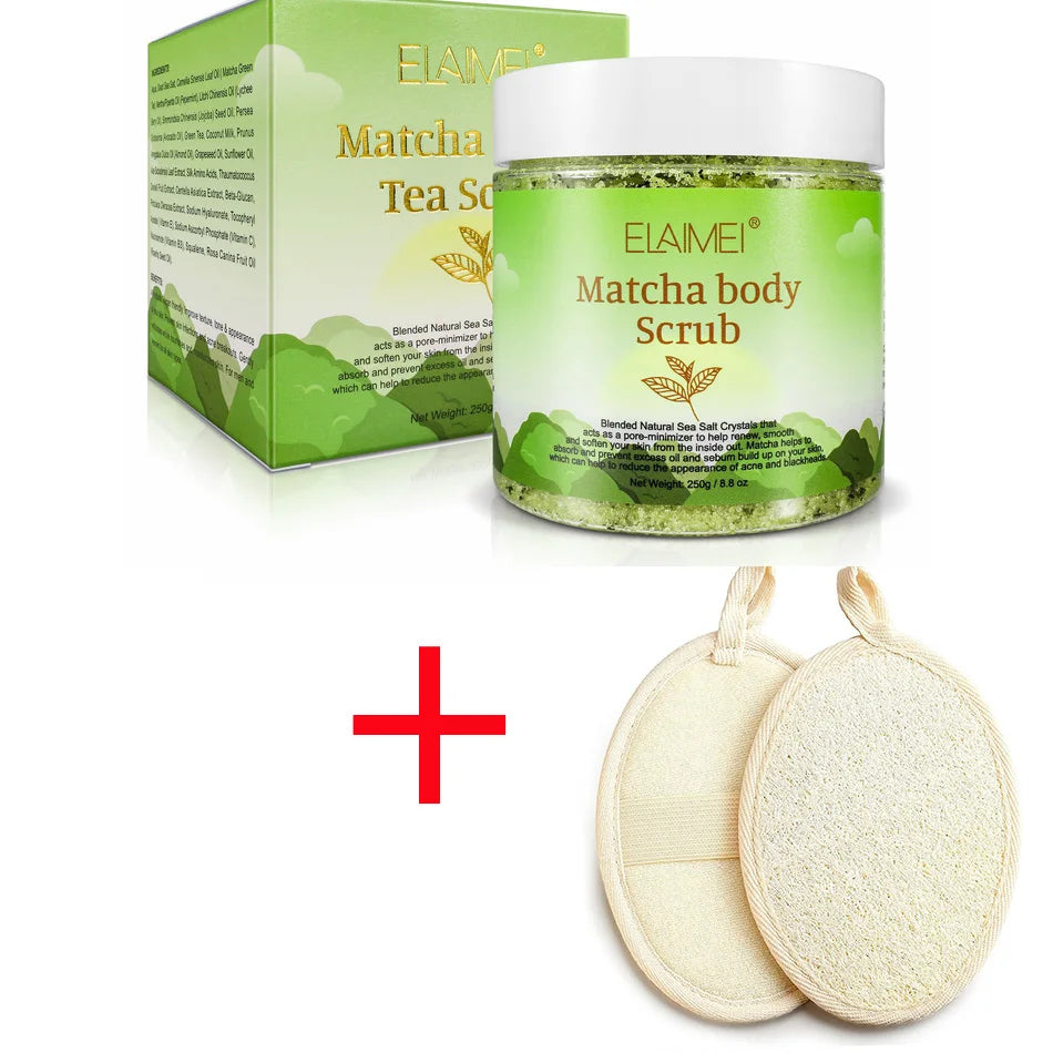 Matcha& Himalayan Salt & Turmeric Body Scrub, Whitening, Anti Oxidation, Reduces Acne, Pimples, Brighten Skin Tone Brightening