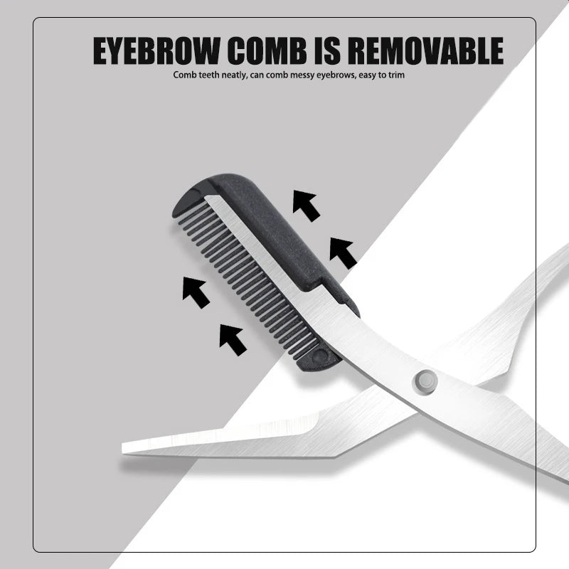 Safe Eyebrow Trimmer Makeup Products Stainless Steel Eyebrow Scissors with Comb Hair Removal Shaver Eyebrow Shaping Makeup Tools