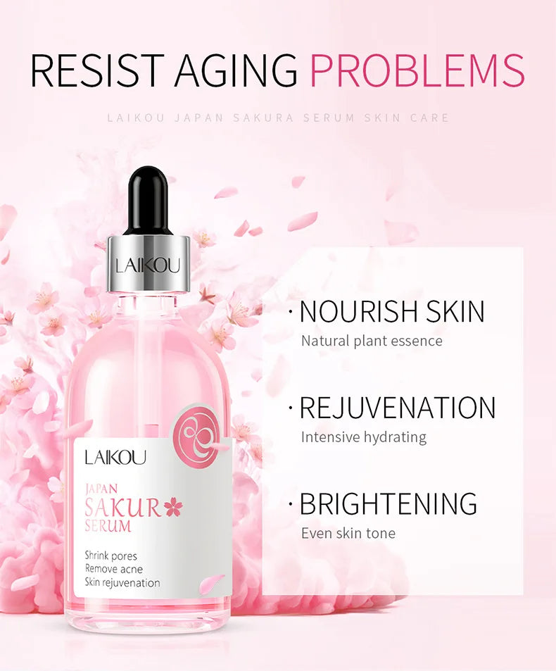 100ml LAIKOU Sakura Serum Vitamin C Essence Moisturizing Firming Brightening Face Serum Beauty Facial Skin Care Products