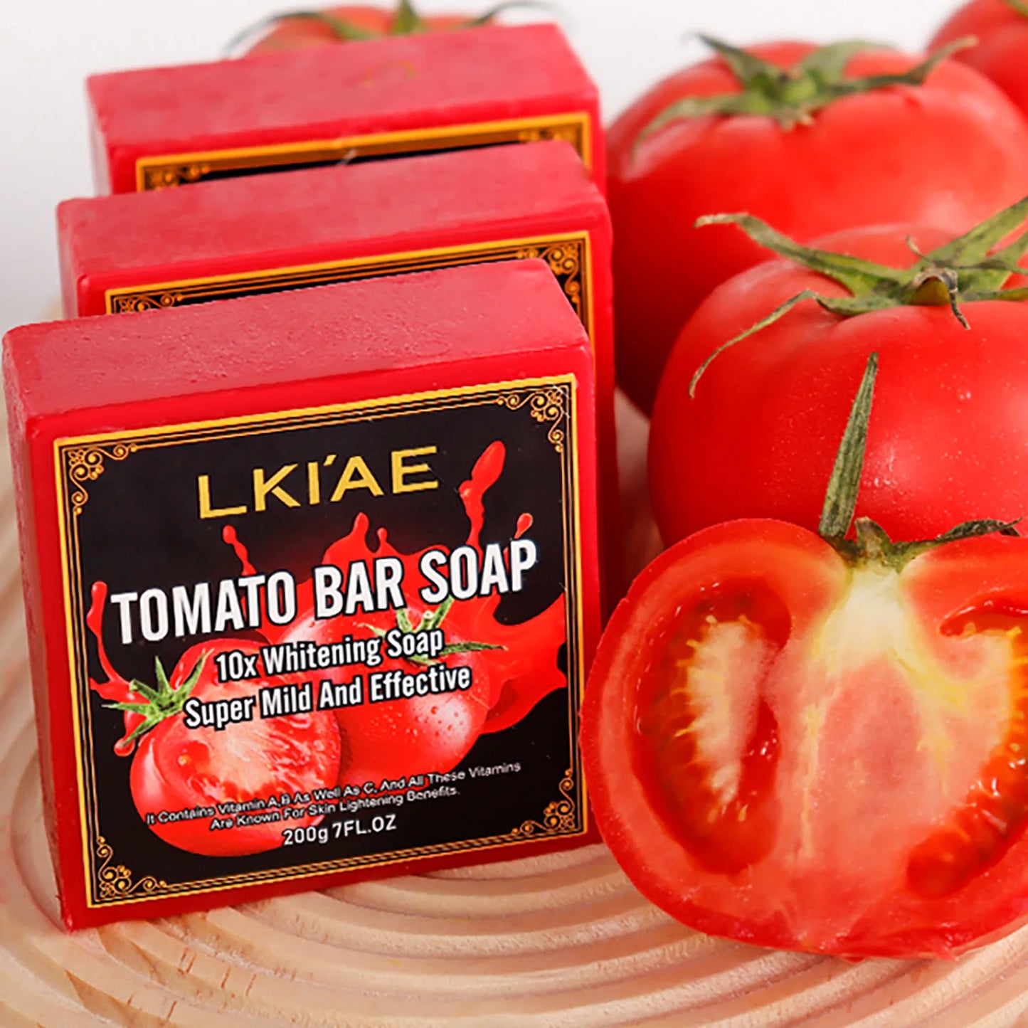 LKIAE Brand Tomato Fruit Scented Handmade Natural Bar Soap For Face And Body Whitening Oil Control Brightens Skin Shrink Pore