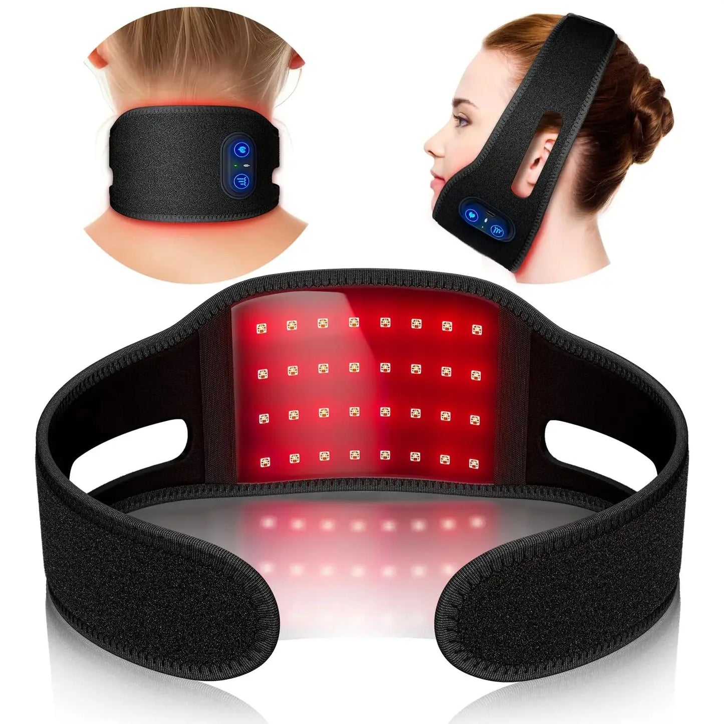 Rechargable Neck Brace V Face Wearable Red Light Therapy Neck Belt Skin Care Home Use Infrared Therapy Face Care LED Lights