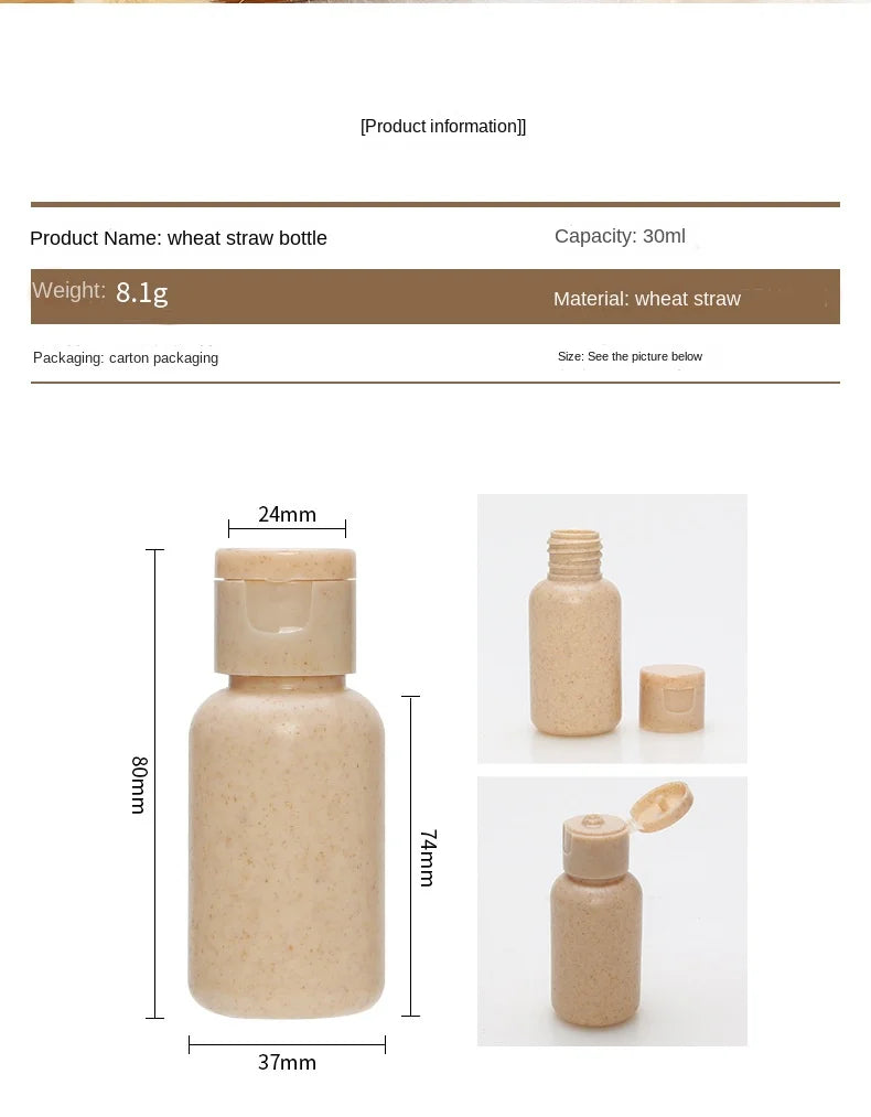 ECO Friendly Empty Recyclable Biodegradable Wheat Straw Fiber Plastic Cosmetic Lotion Shampoo Bottle for Travel Essentials