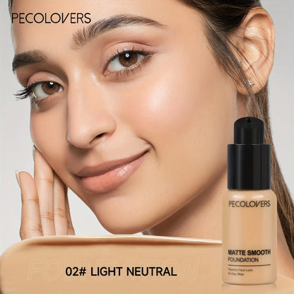 PECOLOVERS Matte Finish Liquid Foundation - Oil-Control, Waterproof, Full Coverage Concealer for All Skin Tones