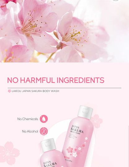 LAIKOU 100ml Japan Sakura Shower Gel Moisturizing Whitening Cleaning Elegant Fragrance Oil Control Bodycare Shower Gel Skin Care