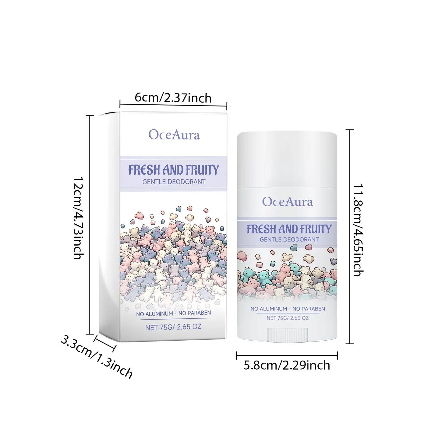 OceAura 75g Gentle Deodorant Summer Armpit Sweating Odor Clean and Refreshing Sweat Stopping Fragrance Retention Body Care Stick