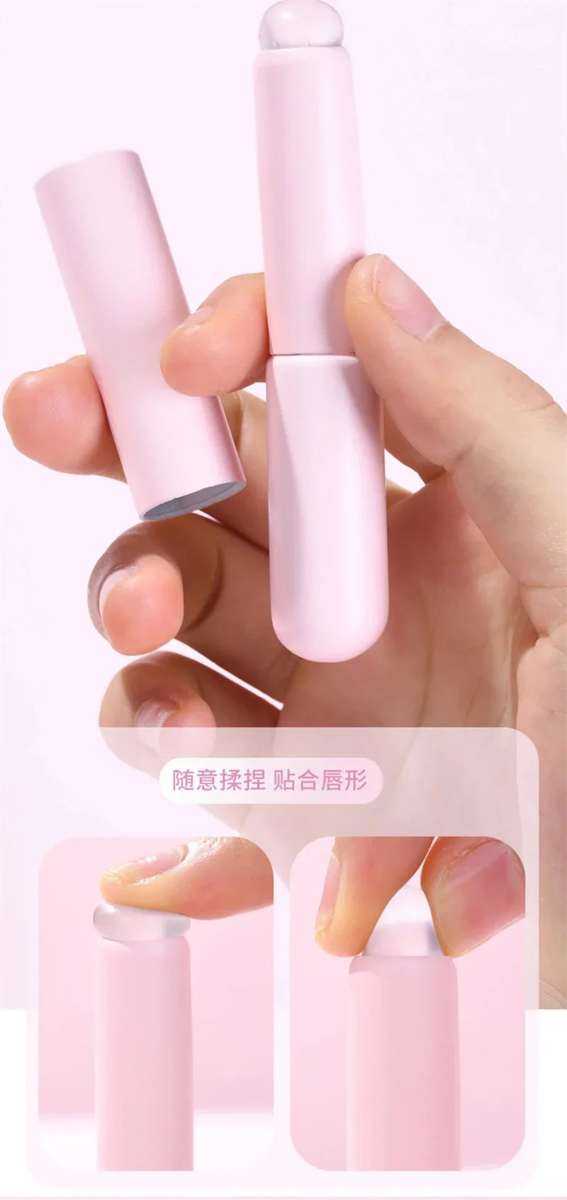 Upgrade Silicone Lip Brush With Cover 3pcs Angled Concealer Brushes Lip Balm Lip Gloss Round Head Lipstick Brush Make Up Brushes