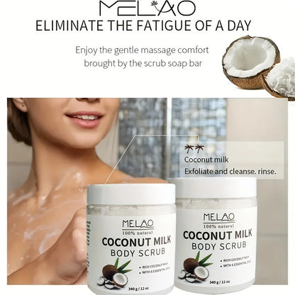 MELAO COCONUT BODY SCRUB Dead Sea Salt Infused Essential Oils & Nutrients