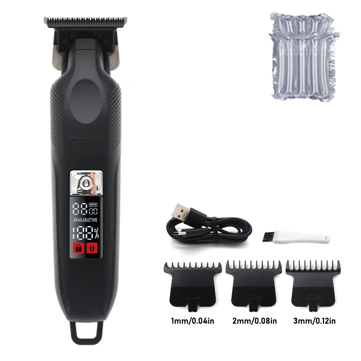 Kemei 2284 Zero Gapped Cordless Hair Trimmer Barber Professional Mens Hair Clippers Finish Haircut Machine Rechargeable Grooming