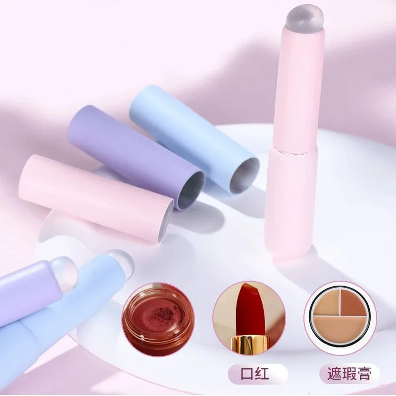 Upgrade Silicone Lip Brush With Cover 3pcs Angled Concealer Brushes Lip Balm Lip Gloss Round Head Lipstick Brush Make Up Brushes