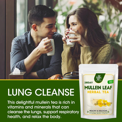 Mullein Leaf Tea, Mullein Tea Bags for Lung Cleanse, Respiratory Support and Mucous Membranes, Herbal Tea Caffeine Free, Non-GMO