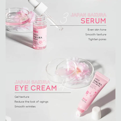 6Pcs/set Facial Skin Care Set Cleanser Sakura Essence Cream Moisturizing Whitening & Anti-Aging Toner Eye Cream Face Serum