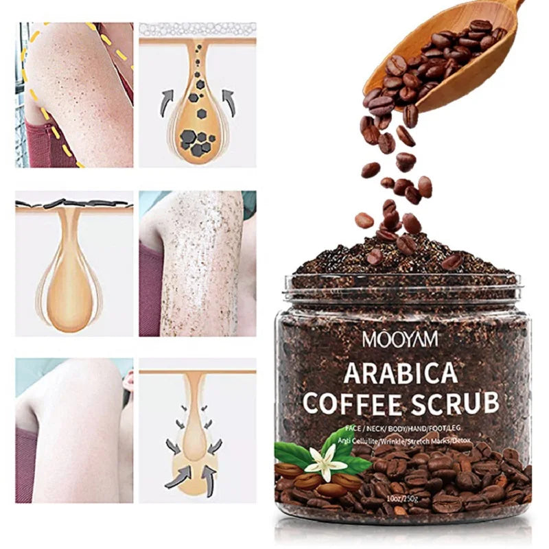 Coffee Body Exfoliator Scrub for Dry Skin Soothing Revitalizing Scrubs Body Treatments Softer Brighter Skin