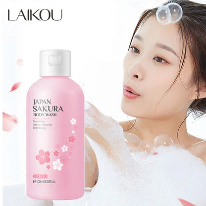 LAIKOU 100ml Japan Sakura Shower Gel Moisturizing Whitening Cleaning Elegant Fragrance Oil Control Bodycare Shower Gel Skin Care