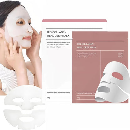 4Pcs/Box Absorbable Bio-Collagen Real Deep Mask Night Moisturizing Mask Firming Wrinkle Remover Fade Fine Lines Skin Care