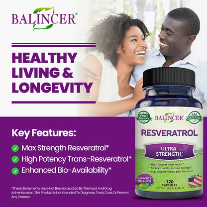 Balincer Resveratrol Capsules Support Cardiovascular Health, Antioxidants, Improve Immunity, and Promote Smooth Skin