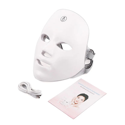 Rechargeable Facial LED Mask 7 Colors LED Photon Therapy Skin Rejuvenation Anti Acne Wrinkle Removal Beauty Mask Skin Brightenin