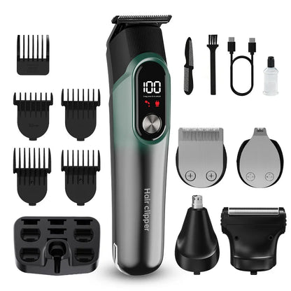 LCD Display Hair Trimmers Set Hair Clippers for Men Professional 5 in 1 Body Grooming Hair Clipper Rechargeable Haircut Machine