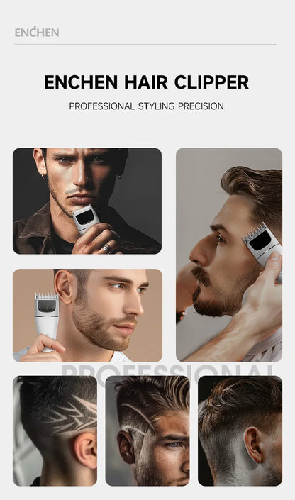 ENCHEN Hair Clipper Hair Trimmer Hair Cutting Machine Beard Shaver Cordless Adjustable Body Trimmer for Men Travel Lock Boost 2