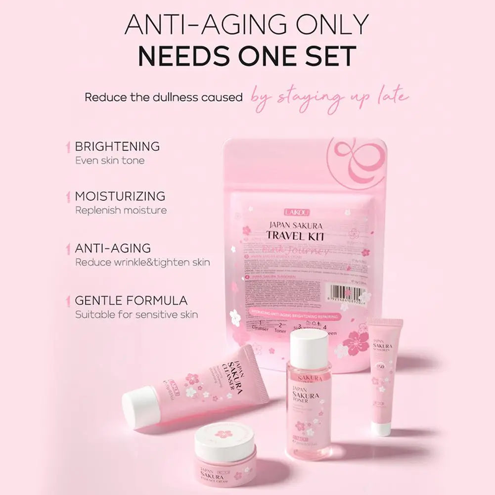 Sakura Skin Care Sets & Kits With Cleanser,Serum,Eye Cream,essence Cream Beauty Products For Women Gift Sets Routine Travel Kit