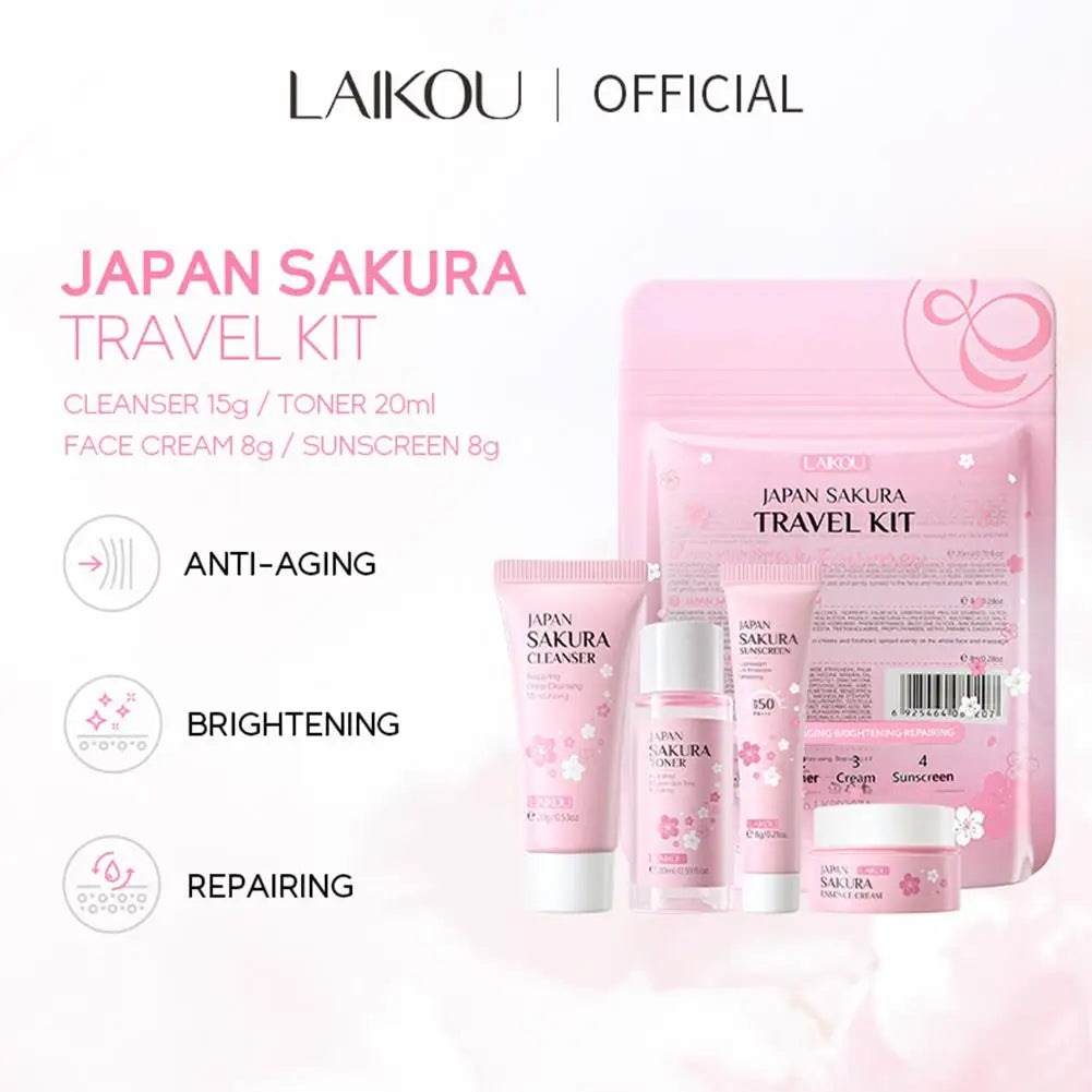 Sakura Skin Care Sets & Kits With Cleanser,Serum,Eye Cream,essence Cream Beauty Products For Women Gift Sets Routine Travel Kit