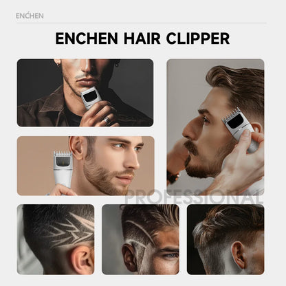 ENCHEN Hair Clipper Hair Trimmer Hair Cutting Machine Beard Shaver Cordless Adjustable Body Trimmer for Men Travel Lock Boost 2