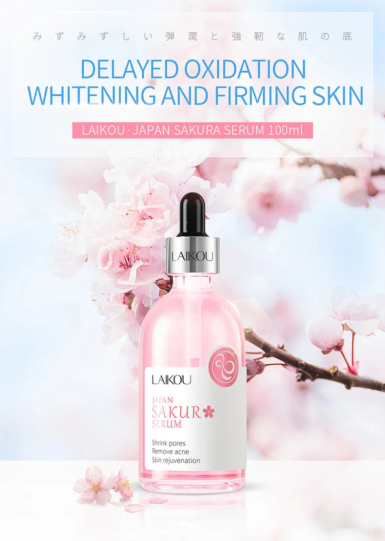 100ml LAIKOU Sakura Serum Vitamin C Essence Moisturizing Firming Brightening Face Serum Beauty Facial Skin Care Products