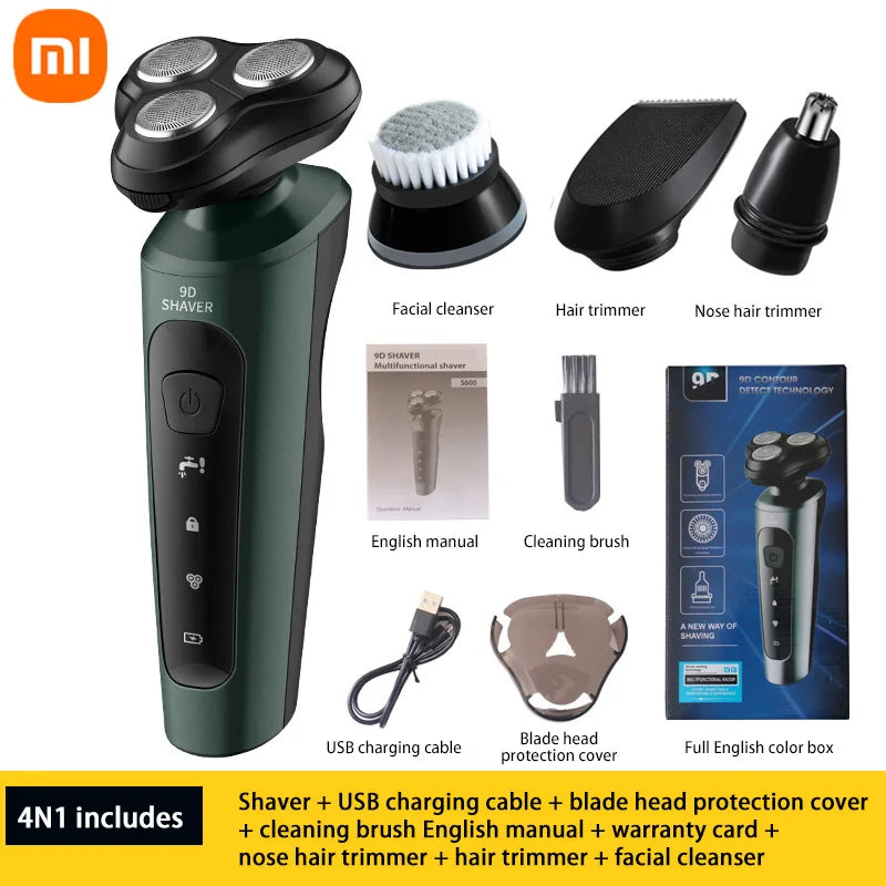 Xiaomi 4in1 Men Electric Shavers Rechargeable Battery Rotary Shavers Shaving Waterproof Wet Dry Use Electric Trimmer Razor