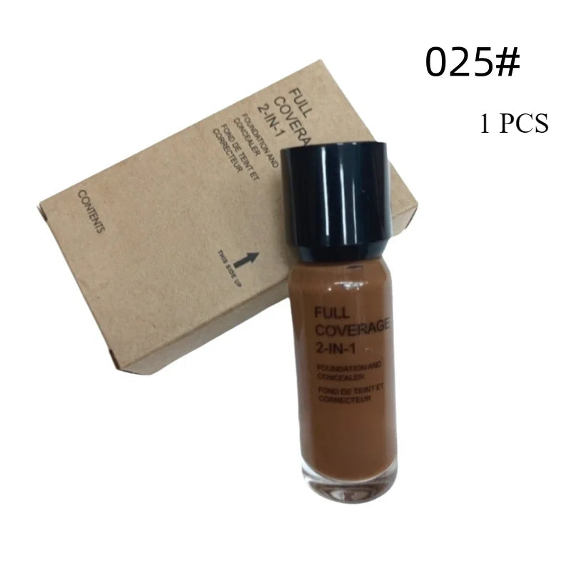 2-in-1 Foundation and Concealer Deep Flesh Color Liquid Foundation Glass Moisturizing and Nourishing Face Primer Base Makeup