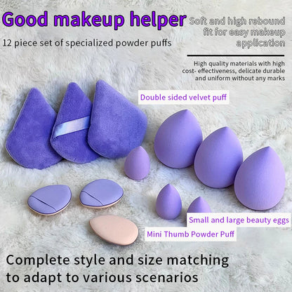 12pcs Makeup Sponge Blender Beauty Egg Soft Cosmetic Puff Foundation Sponges Powder Puff Women Make Up Accessories Beauty Tools