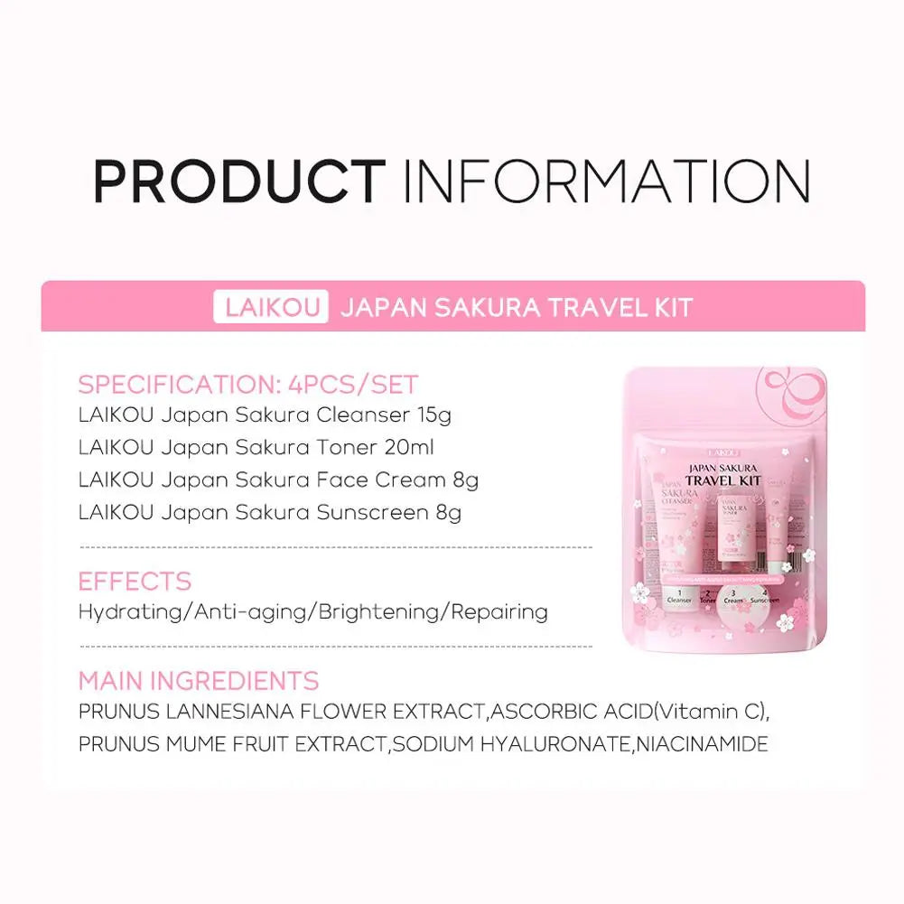 Sakura Skin Care Sets & Kits With Cleanser,Serum,Eye Cream,essence Cream Beauty Products For Women Gift Sets Routine Travel Kit