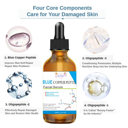 Blue Copper Peptide Stock Solution Facial Serum Lifting firming Anti-wrinkle Hydrate Sheep Placenta Caviar Face Serum Skincare