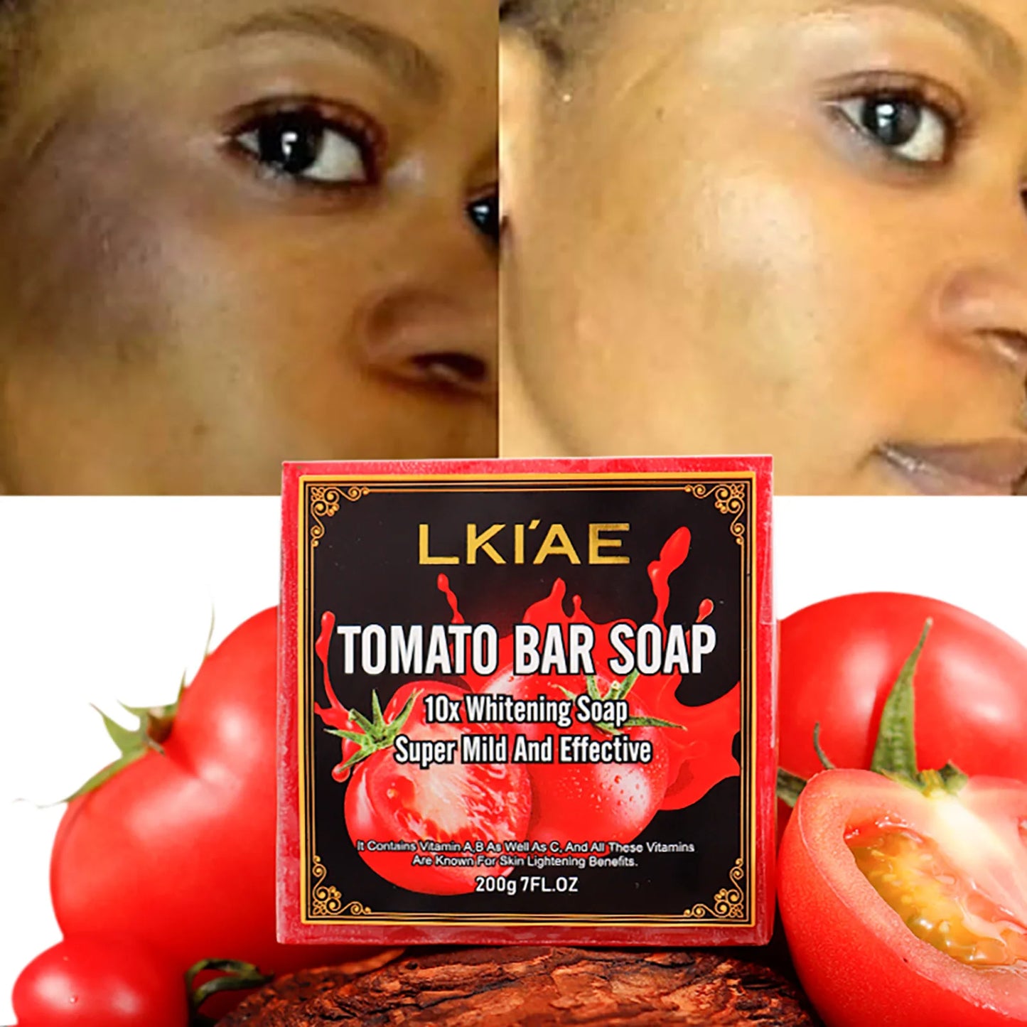 LKIAE Brand Tomato Fruit Scented Handmade Natural Bar Soap For Face And Body Whitening Oil Control Brightens Skin Shrink Pore