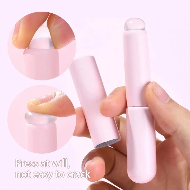 Upgrade Silicone Lip Brush With Cover 3pcs Angled Concealer Brushes Lip Balm Lip Gloss Round Head Lipstick Brush Make Up Brushes