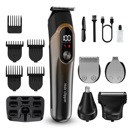 LCD Display Hair Trimmers Set Hair Clippers for Men Professional 5 in 1 Body Grooming Hair Clipper Rechargeable Haircut Machine