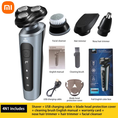 Xiaomi 4in1 Men Electric Shavers Rechargeable Battery Rotary Shavers Shaving Waterproof Wet Dry Use Electric Trimmer Razor