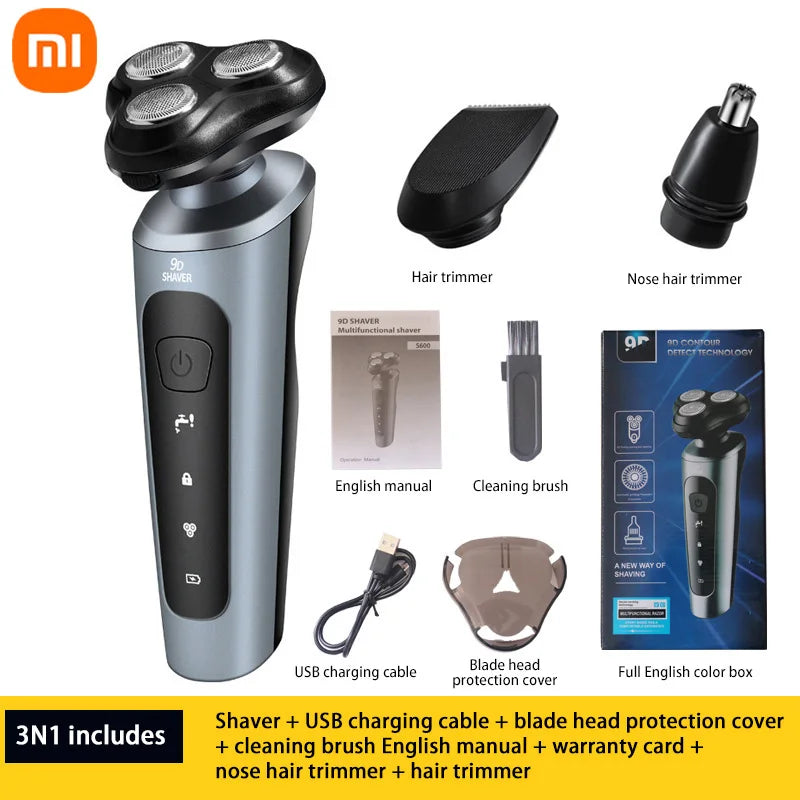 Xiaomi 4in1 Men Electric Shavers Rechargeable Battery Rotary Shavers Shaving Waterproof Wet Dry Use Electric Trimmer Razor