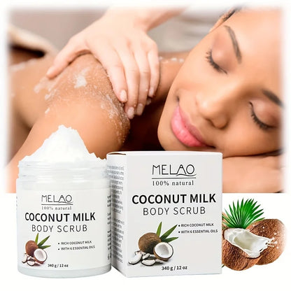 MELAO COCONUT BODY SCRUB Dead Sea Salt Infused Essential Oils & Nutrients