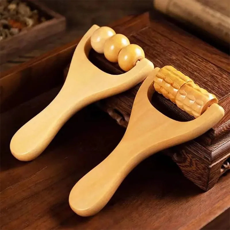 Roller Massager Wooden Therapy Body Massage Tool Foot Face Shoulder Neck Hand Push Roller Massager Body Soothing Massage Tool