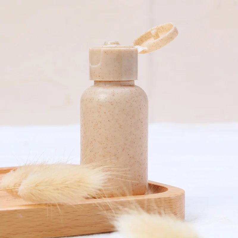 ECO Friendly Empty Recyclable Biodegradable Wheat Straw Fiber Plastic Cosmetic Lotion Shampoo Bottle for Travel Essentials